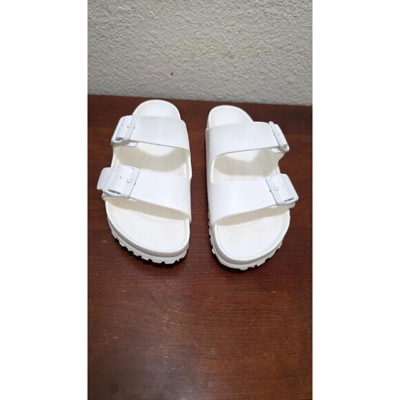 Birkenstock Arizona Eva White Sandals Dual Adjustable Straps & Contoured Size 38 - Picture 1 of 8
